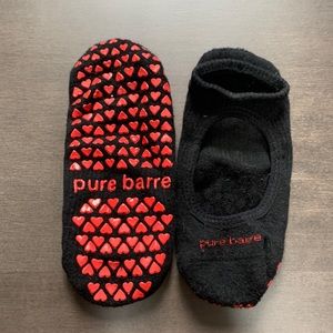 Pure Barre Black with Red Heart Grip Socks